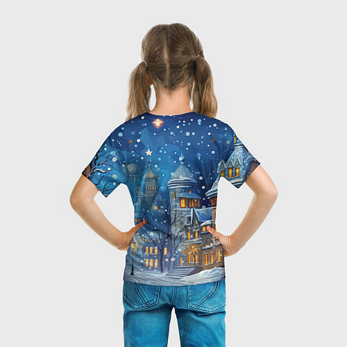 Детская футболка Новогоднее настроение город / 3D-принт – фото 6