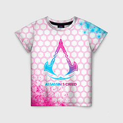 Футболка детская Assassins Creed neon gradient style, цвет: 3D-принт