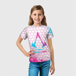 Футболка детская Assassins Creed neon gradient style, цвет: 3D-принт — фото 2