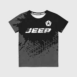 Футболка детская Jeep speed на темном фоне со следами шин посередин, цвет: 3D-принт