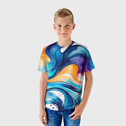 Футболка детская Линейная красочная абстракция, цвет: 3D-принт — фото 2