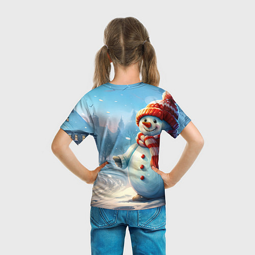 Детская футболка Снеговик новогодний / 3D-принт – фото 6
