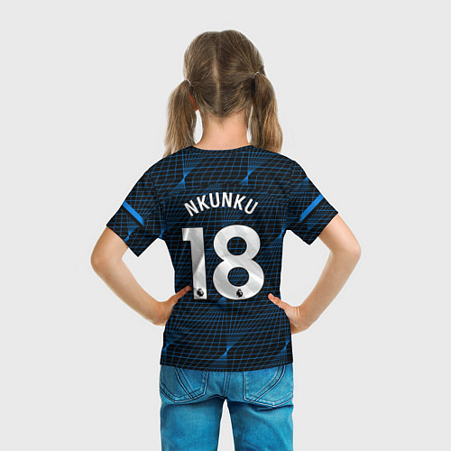 Детская футболка Нкунку форма Челси 23-24 гостевая / 3D-принт – фото 6