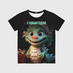 Футболка детская С новым годом зеленого дракона, цвет: 3D-принт