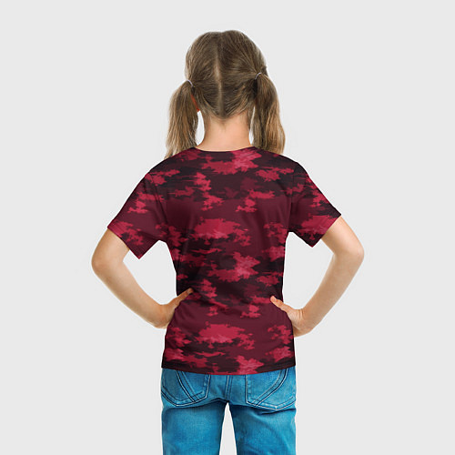 Детская футболка Красно-бордовый паттерн / 3D-принт – фото 6