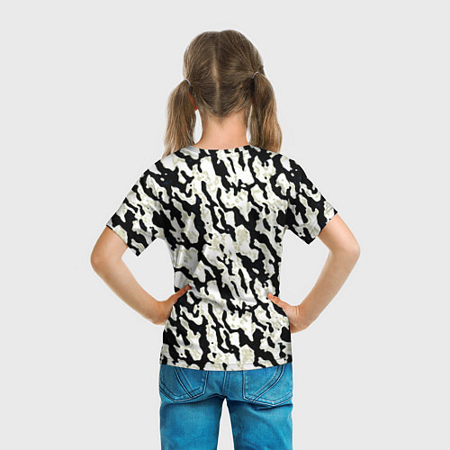 Детская футболка Размытый пятнистый чёрно-белый / 3D-принт – фото 6