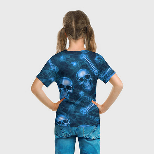 Детская футболка Синие черепа и кости / 3D-принт – фото 6