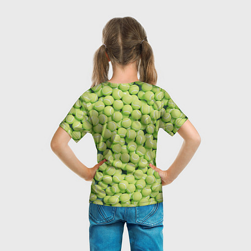 Детская футболка Много теннисных мячей / 3D-принт – фото 6