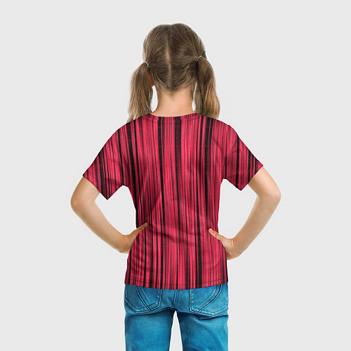 Детская футболка Абстрактные полосы розовые / 3D-принт – фото 6