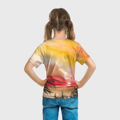 Детская футболка Тропический закат акварель / 3D-принт – фото 6