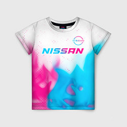 Футболка детская Nissan neon gradient style посередине, цвет: 3D-принт