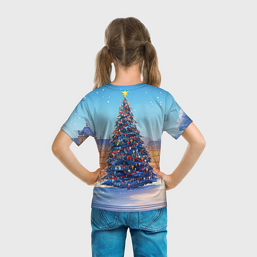 Детская футболка Новогодняя площадь с елкой / 3D-принт – фото 6