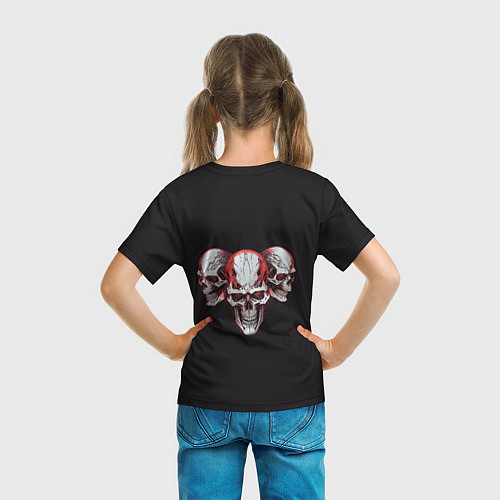 Детская футболка Три красные черепа / 3D-принт – фото 6