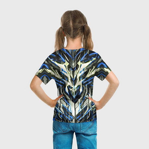 Детская футболка Неоновый синий кибер череп / 3D-принт – фото 6
