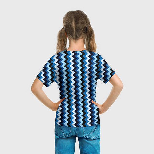 Детская футболка Ломаные полосы синий / 3D-принт – фото 6