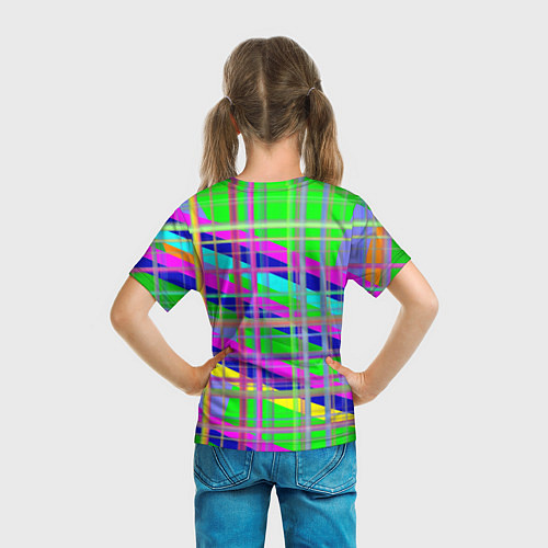 Детская футболка Неоновые перпендикулярные полосы / 3D-принт – фото 6