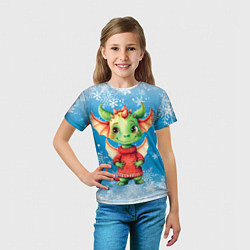 Футболка детская Милый дракошка в свитере, цвет: 3D-принт — фото 2