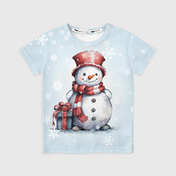 Футболка детская New Years cute snowman, цвет: 3D-принт