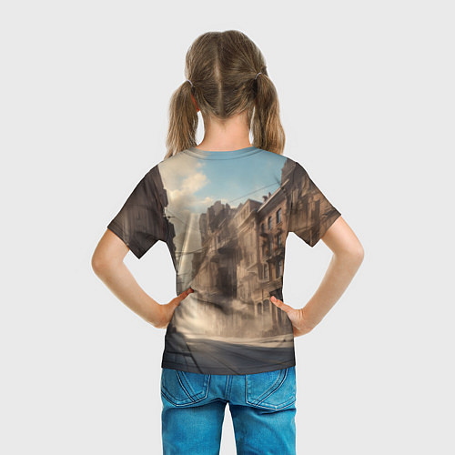Детская футболка Автопробег по пыльному городу / 3D-принт – фото 6