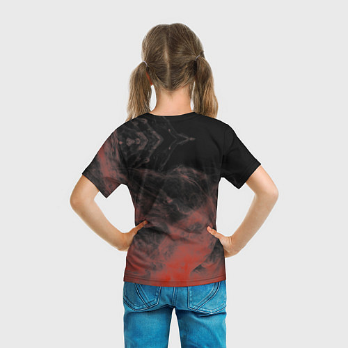Детская футболка Красный дым на чёрном / 3D-принт – фото 6