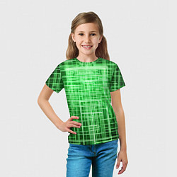 Футболка детская Зелёные неоновые полосы киберпанк, цвет: 3D-принт — фото 2