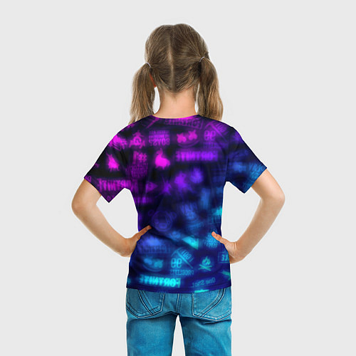 Детская футболка Фортнайт неоновые логотипы / 3D-принт – фото 6