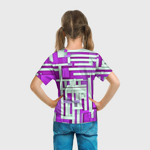 Детская футболка Полосы на фиолетовом фоне / 3D-принт – фото 6
