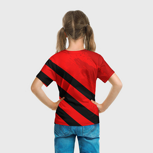 Детская футболка Герб РФ - красная абстракция / 3D-принт – фото 6