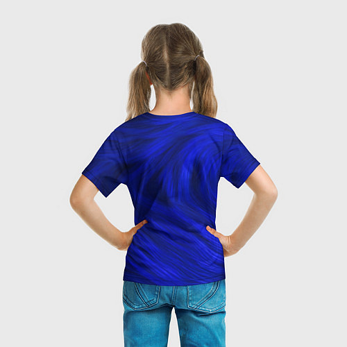 Детская футболка Текстура синей шерсти / 3D-принт – фото 6