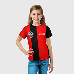 Футболка детская Красный и черный - герб РФ, цвет: 3D-принт — фото 2