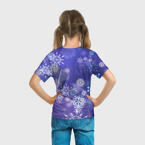 Детская футболка Крупные снежинки на фиолетовом / 3D-принт – фото 6