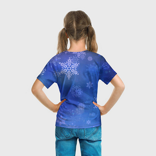 Детская футболка Декоративные снежинки на фиолетовом / 3D-принт – фото 6