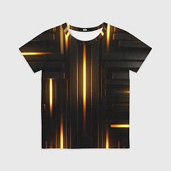 Футболка детская Неоновый узор черное золото стене, цвет: 3D-принт