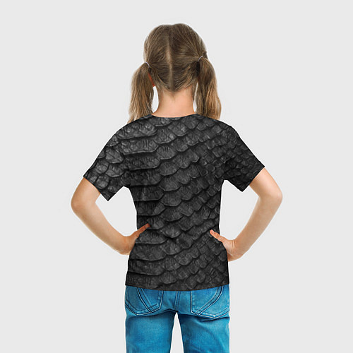 Детская футболка Черная кожа рептилии / 3D-принт – фото 6