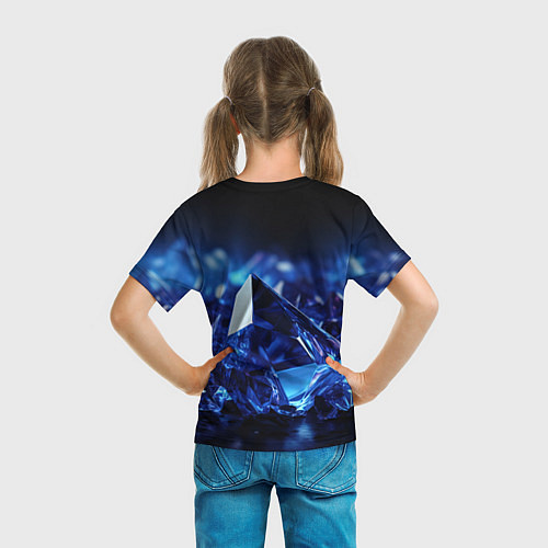 Детская футболка Синие прозрачные алмазы / 3D-принт – фото 6