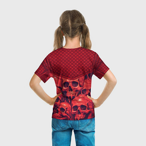 Детская футболка Расплавленные красные черепа / 3D-принт – фото 6