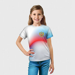 Футболка детская Герб России на фоне абстрактного триколора, цвет: 3D-принт — фото 2