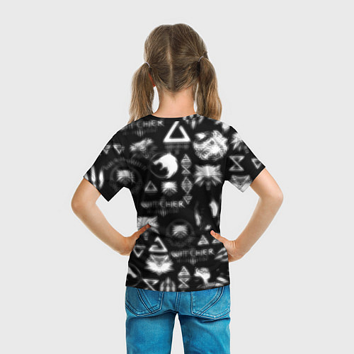 Детская футболка Ведьмак логотипы серые / 3D-принт – фото 6