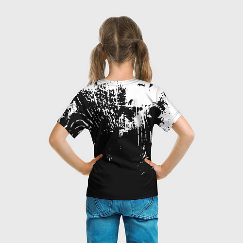 Детская футболка Черно-белый гранж текстуры дерева / 3D-принт – фото 6