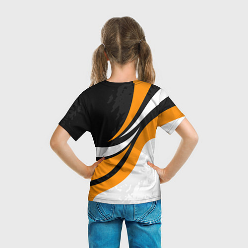 Детская футболка Porsche - Оранжевая абстракция / 3D-принт – фото 6