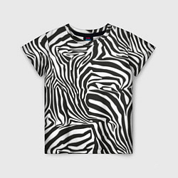 Футболка детская Шкура зебры черно - белая графика, цвет: 3D-принт