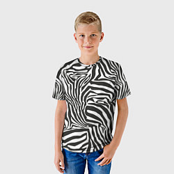 Футболка детская Шкура зебры черно - белая графика, цвет: 3D-принт — фото 2