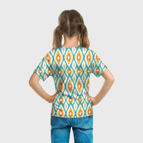 Детская футболка Геометрический узор икат - орнамент народов узбеки / 3D-принт – фото 6