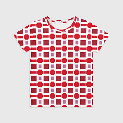 Футболка детская Красные кирпичики и белые полосы, цвет: 3D-принт
