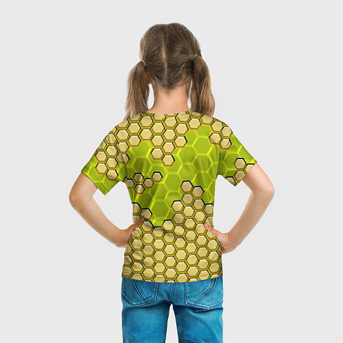 Детская футболка Жёлтая энерго-броня из шестиугольников / 3D-принт – фото 6