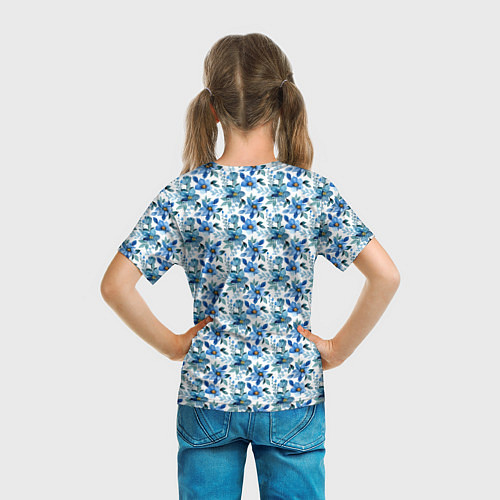 Детская футболка Полевые голубые цветы паттерн / 3D-принт – фото 6