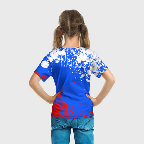 Детская футболка Флаг России - брызги / 3D-принт – фото 6