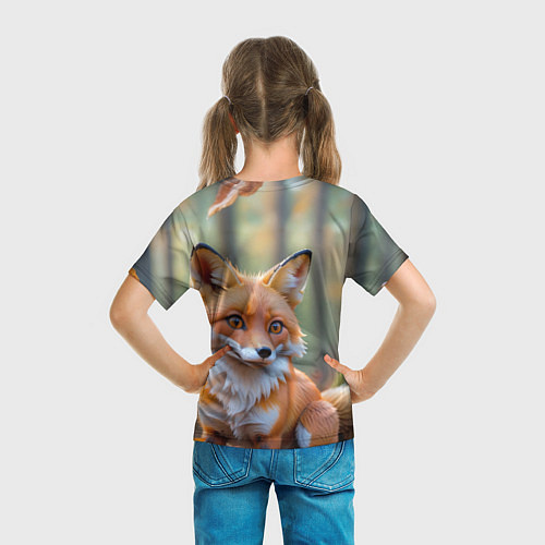 Детская футболка Портрет лисы в осеннем лесу / 3D-принт – фото 6