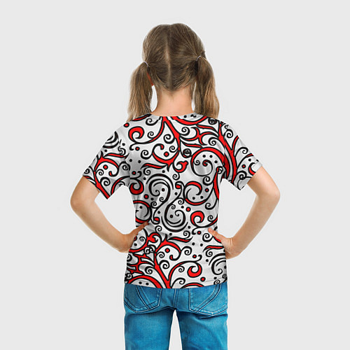 Детская футболка Красный кружевной узор / 3D-принт – фото 6