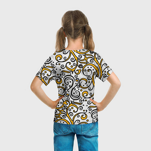 Детская футболка Жёлтый кружевной узор / 3D-принт – фото 6